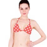 Polka Dots - White on Pastel Red Bikini Top