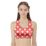 Polka Dots - White on Pastel Red Women s Sports Bra with Border