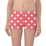 Polka Dots - White on Pastel Red Boyleg Bikini Bottoms