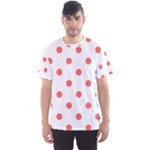 Polka Dots - Pastel Red on White Men s Sport Mesh Tee