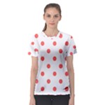 Polka Dots - Pastel Red on White Women s Sport Mesh Tee