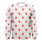 Polka Dots - Pastel Red on White Men s Long Sleeve T-shirt