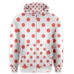 Polka Dots - Pastel Red on White Men s Zipper Hoodie