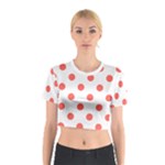 Polka Dots - Pastel Red on White Cotton Crop Top