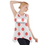 Polka Dots - Pastel Red on White Side Drop Tank Tunic