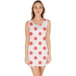 Polka Dots - Pastel Red on White Bodycon Dress