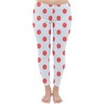 Polka Dots - Pastel Red on White Winter Leggings