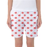 Polka Dots - Pastel Red on White Women s Basketball Shorts