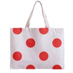 Polka Dots - Pastel Red on White Zipper Mini Tote Bag