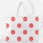 Polka Dots - Pastel Red on White Zipper Large Tote Bag