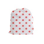 Polka Dots - Pastel Red on White Drawstring Pouch (L)