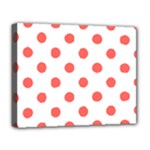 Polka Dots - Pastel Red on White Deluxe Canvas 20  x 16  (Stretched)