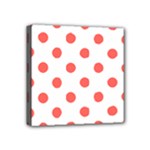 Polka Dots - Pastel Red on White Mini Canvas 4  x 4  (Stretched)