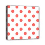 Polka Dots - Pastel Red on White Mini Canvas 6  x 6  (Stretched)