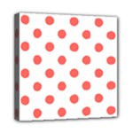 Polka Dots - Pastel Red on White Mini Canvas 8  x 8  (Stretched)