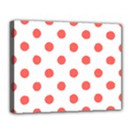 Polka Dots - Pastel Red on White Canvas 14  x 11  (Stretched)