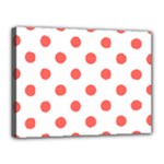 Polka Dots - Pastel Red on White Canvas 16  x 12  (Stretched)