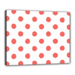 Polka Dots - Pastel Red on White Canvas 20  x 16  (Stretched)