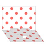 Polka Dots - Pastel Red on White Heart Bottom 3D Greeting Card (7x5)