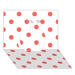 Polka Dots - Pastel Red on White Apple 3D Greeting Card (7x5)