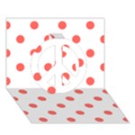 Polka Dots - Pastel Red on White Peace Sign 3D Greeting Card (7x5)