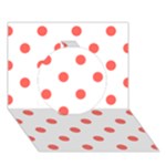 Polka Dots - Pastel Red on White Circle 3D Greeting Card (7x5)