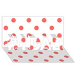 Polka Dots - Pastel Red on White #1 DAD 3D Greeting Card (8x4)