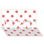 Polka Dots - Pastel Red on White PARTY 3D Greeting Card (8x4)