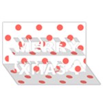 Polka Dots - Pastel Red on White Merry Xmas 3D Greeting Card (8x4)