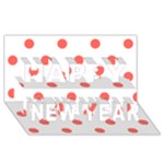 Polka Dots - Pastel Red on White Happy New Year 3D Greeting Card (8x4)