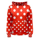 Polka Dots - White on Ferrari Red Women s Pullover Hoodie