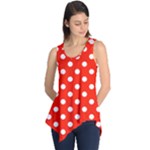 Polka Dots - White on Ferrari Red Sleeveless Tunic