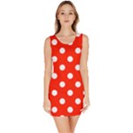 Polka Dots - White on Ferrari Red Bodycon Dress