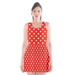 Polka Dots - White on Ferrari Red Scoop Neck Skater Dress