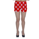 Polka Dots - White on Ferrari Red Skinny Shorts