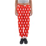 Polka Dots - White on Ferrari Red Women s Jogger Sweatpants