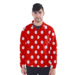 Polka Dots - White on Ferrari Red Wind Breaker (Men)