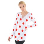 Polka Dots - Ferrari Red on White Women s Tie Up Tee