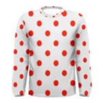 Polka Dots - Ferrari Red on White Men s Long Sleeve T-shirt