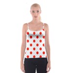 Polka Dots - Ferrari Red on White Spaghetti Strap Top