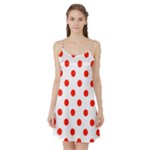 Polka Dots - Ferrari Red on White Satin Night Slip