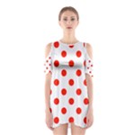 Polka Dots - Ferrari Red on White Women s Cutout Shoulder Dress