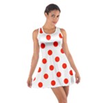 Polka Dots - Ferrari Red on White Cotton Racerback Dress