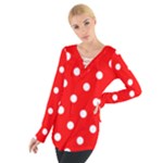 Polka Dots - White on Red Women s Tie Up Tee