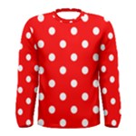 Polka Dots - White on Red Men s Long Sleeve T-shirt