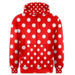 Polka Dots - White on Red Men s Zipper Hoodie