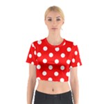 Polka Dots - White on Red Cotton Crop Top