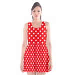 Polka Dots - White on Red Scoop Neck Skater Dress