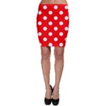 Polka Dots - White on Red Bodycon Skirt