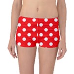 Polka Dots - White on Red Boyleg Bikini Bottoms